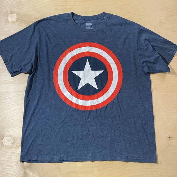 Marvel Men's Blue Captain America T-Shirt 2X (IY) - Picture 2 of 11